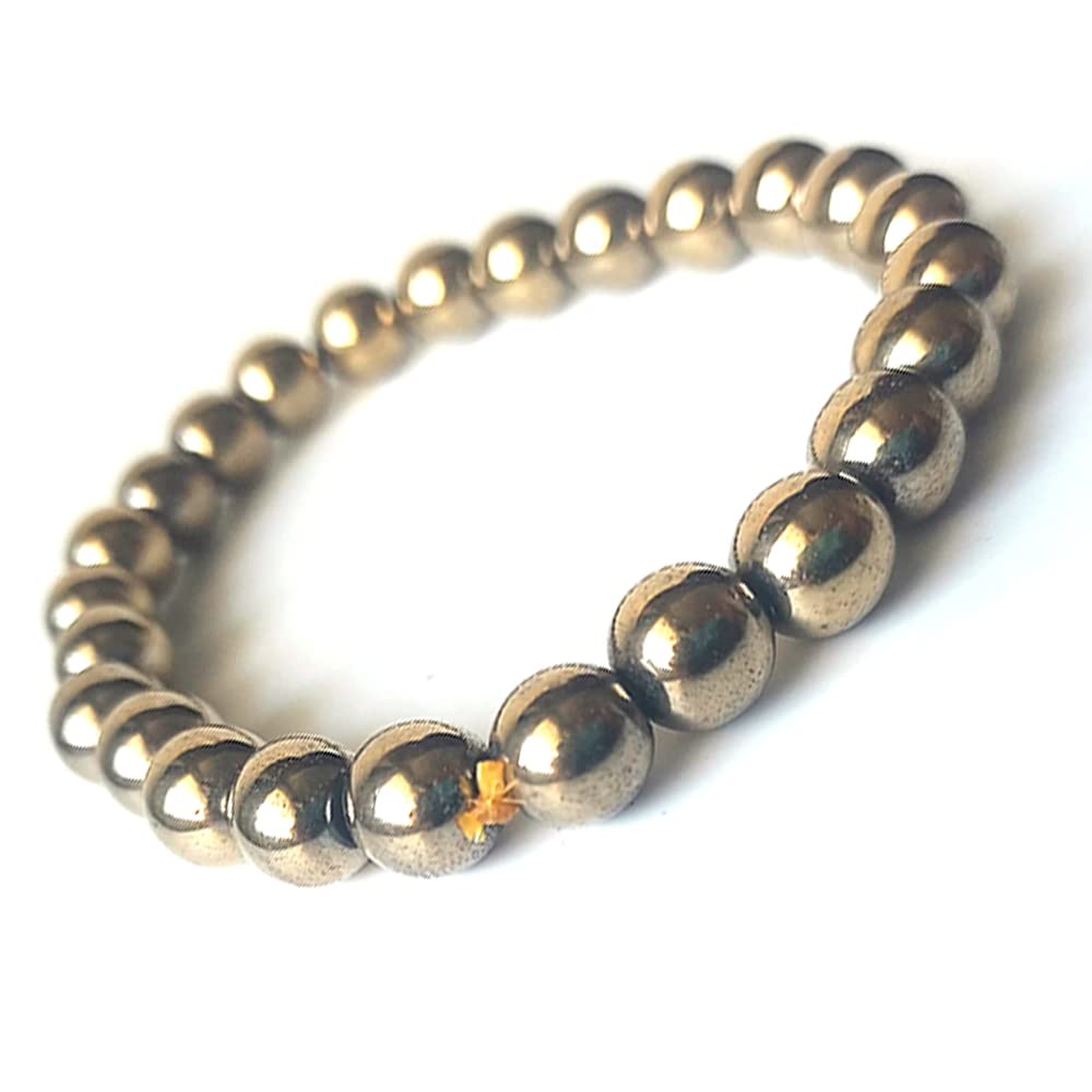 KITREE NATURAL GOLDEN HEMATITE FENG-SHUI REIKI HEALING BRACELET 8 MM ROUND SHAPE FOR MENS AND WOMENS (COLOR GOLDEN)