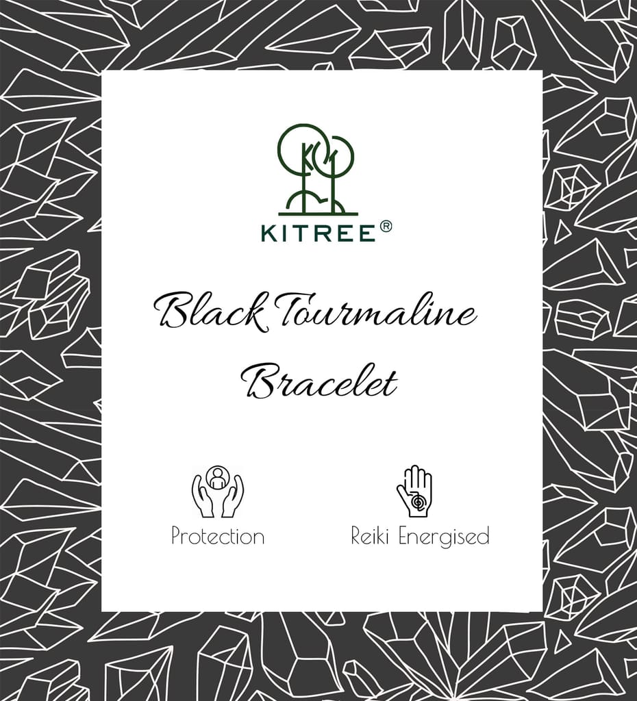 KITREE ENERGISED NATURAL BLACK TOURMALINE CRYSTAL BRACELET FOR MENS AND WOMENS (COLOR BLACK)