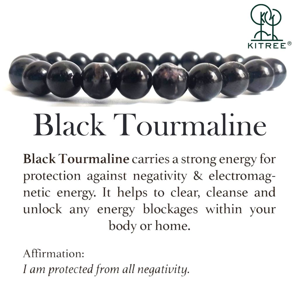 KITREE ENERGISED NATURAL BLACK TOURMALINE CRYSTAL BRACELET FOR MENS AND WOMENS (COLOR BLACK)