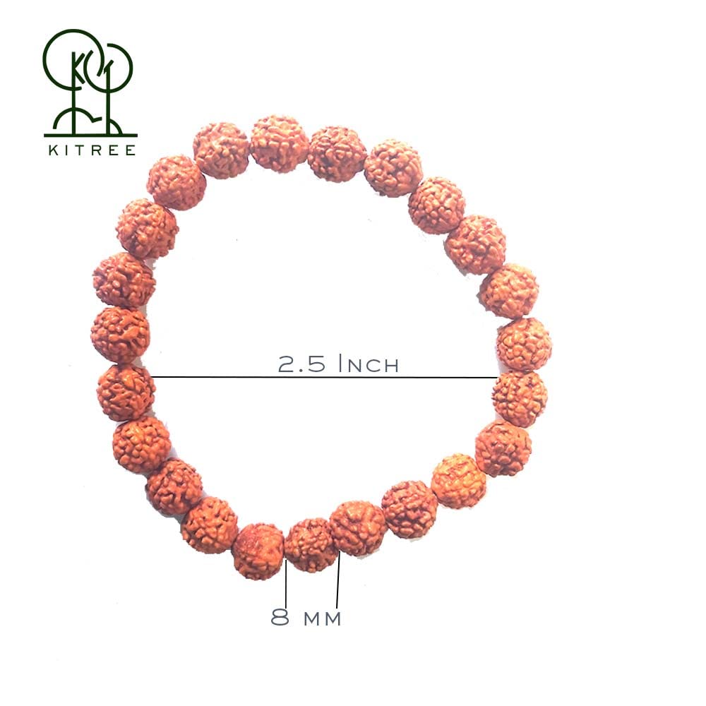 KITREE RUDRAKSHA BRACELET 8MM ROUND FOR UNISEX (BROWN COLOR)