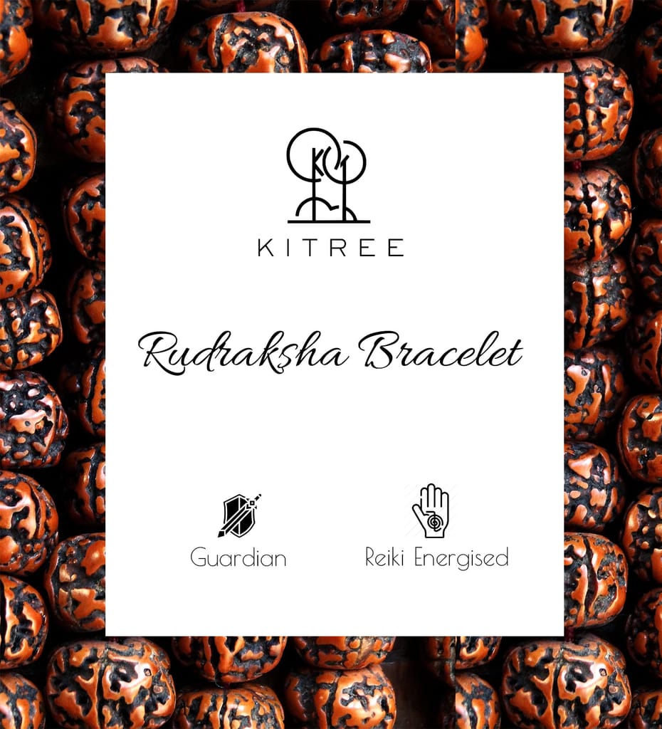 KITREE RUDRAKSHA BRACELET 8MM ROUND FOR UNISEX (BROWN COLOR)