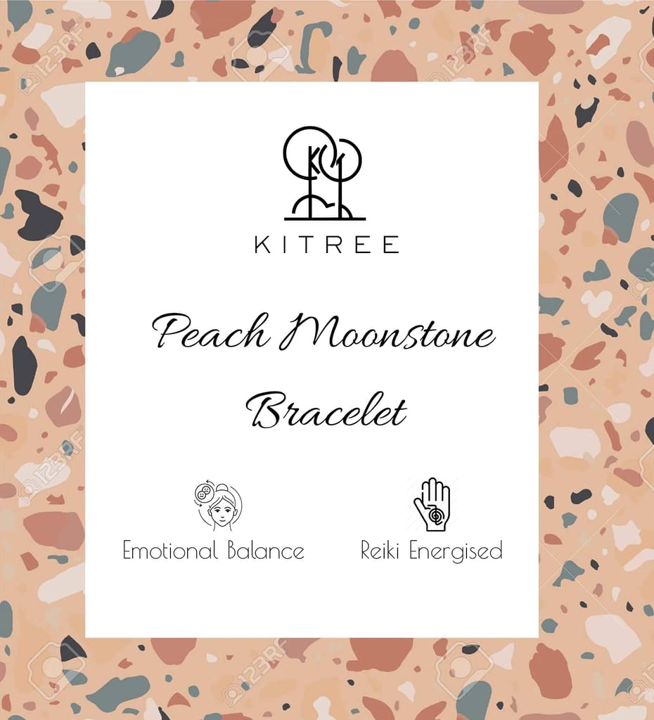 KITREE PEACH MOONSTONE CRYSTAL REIKI HEALING BRACELET 8MM ROUND FOR UNISEX (COLOR PEACH)