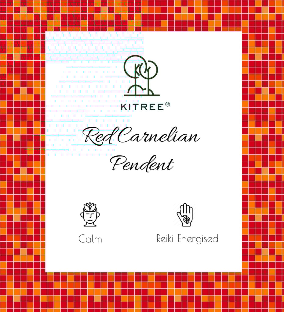 KITREE NATURAL RED CARNELIAN CRYSTAL STONE PENCIL PENDENT WITH CHAIN FOR UNISEX 5 CM APPROX. (COLOR RED)