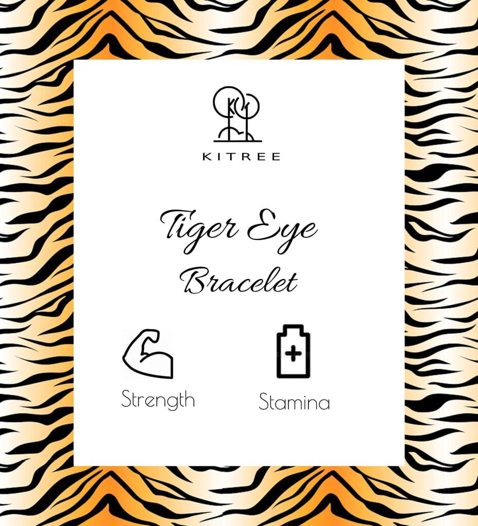 KITREE NATURAL TIGER EYE CRYSTAL BRACELET 8MM ROUND FOR UNISEX (COLOR GOLDEN BROWN)