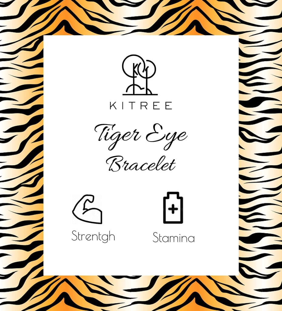 KITREE NATURAL TIGER EYE CRYSTAL BRACELET 8MM ROUND FOR UNISEX (COLOR GOLDEN BROWN)