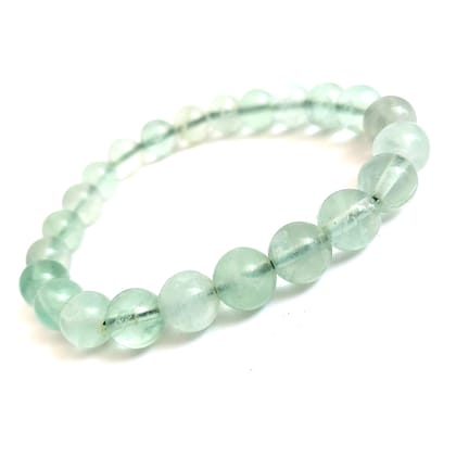 KITREE NATURAL GREEN FLOURITE CRYSTAL BRACELET 8MM ROUND FOR UNISEX (GREEN COLOR)