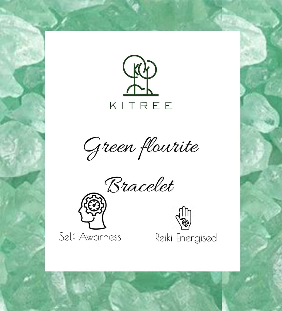 KITREE NATURAL GREEN FLOURITE CRYSTAL BRACELET 8MM ROUND FOR UNISEX (GREEN COLOR)