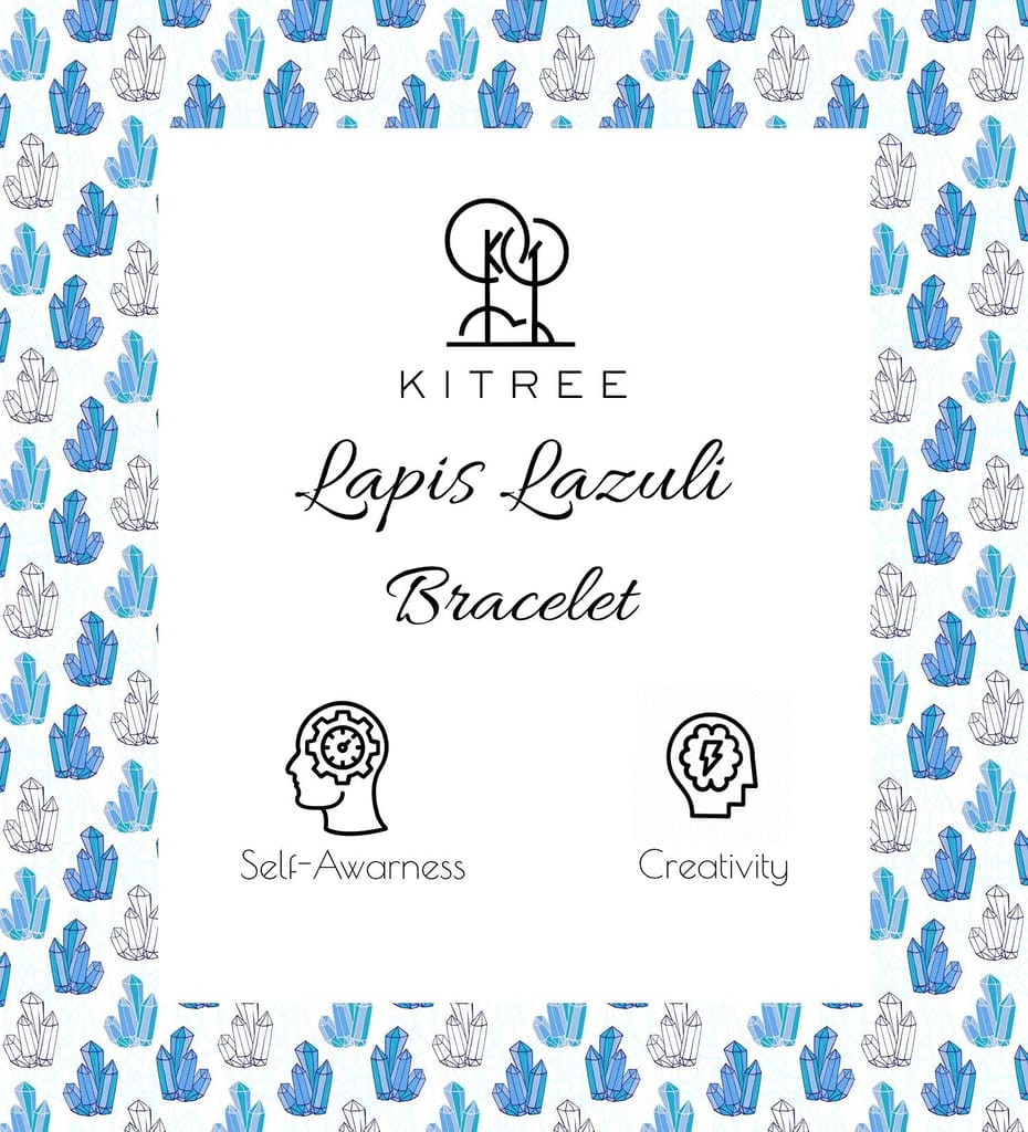 KITREE NATURAL LAPIS LAUZIL CRYSTAL BRACELET 8MM ROUND FOR UNISEX (COLOR BLUE)