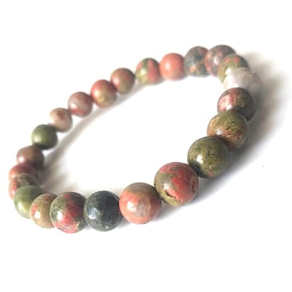 KITREE NATURAL REIKI HEALING FENG -SHUI UNAKITE CRYSTAL BRACELET 8MM ROUND FOR MENS AND WOMENS (COLOR GREEN & PINK)