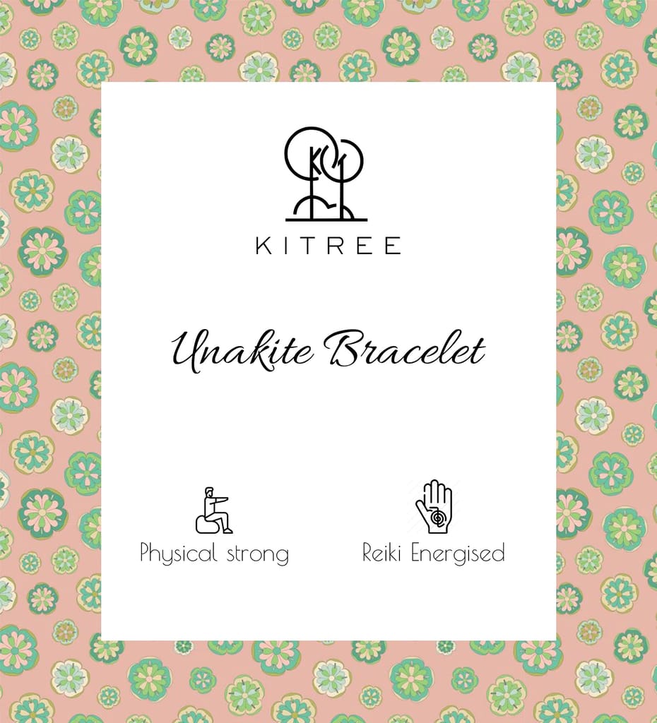 KITREE NATURAL REIKI HEALING FENG -SHUI UNAKITE CRYSTAL BRACELET 8MM ROUND FOR MENS AND WOMENS (COLOR GREEN & PINK)