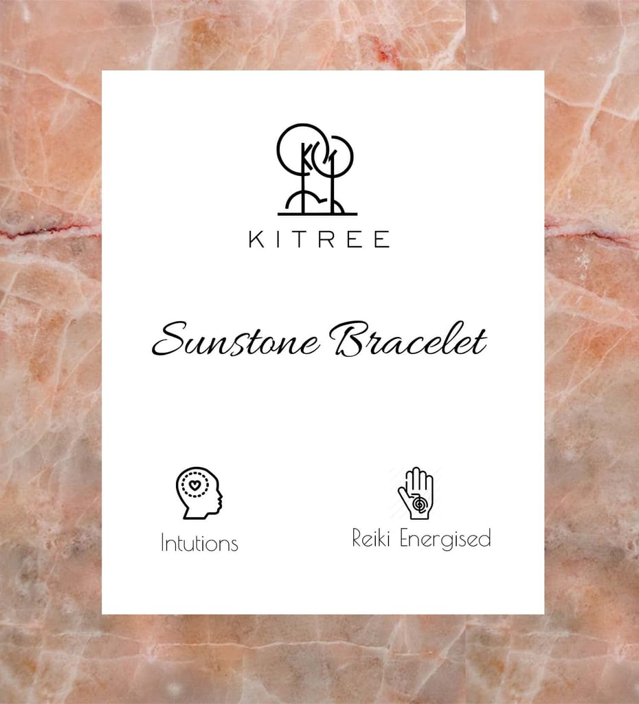 KITREE NATURAL SUNSTONE CRYSTAL BRACLET 8MM ROUND FOR UNISEX(COLOR MULTI)