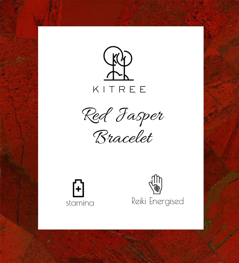KITREE NATURAL RED JASPER CRYSTAL REIKI HEALING FENG -SHUI BRACELET 8MM ROUND FOR MENS AND WOMENS (COLOR RED)