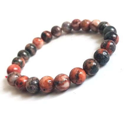 KITREE NATURAL FIRE AGATE CRYSTAL REIKI HEALING FENG -SHUI BRACELET 8MM ROUND FOR MENS AND WOMENS (COLOR RED)