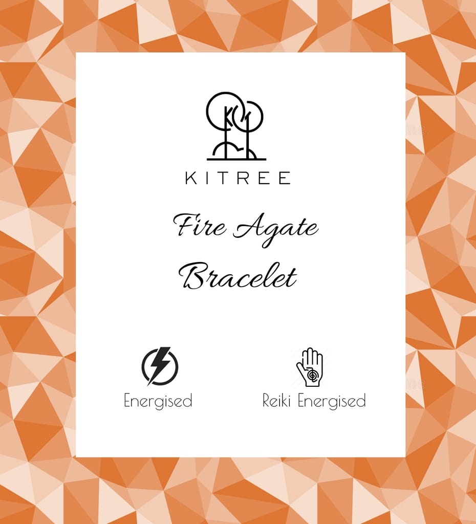 KITREE NATURAL FIRE AGATE CRYSTAL REIKI HEALING FENG -SHUI BRACELET 8MM ROUND FOR MENS AND WOMENS (COLOR RED)