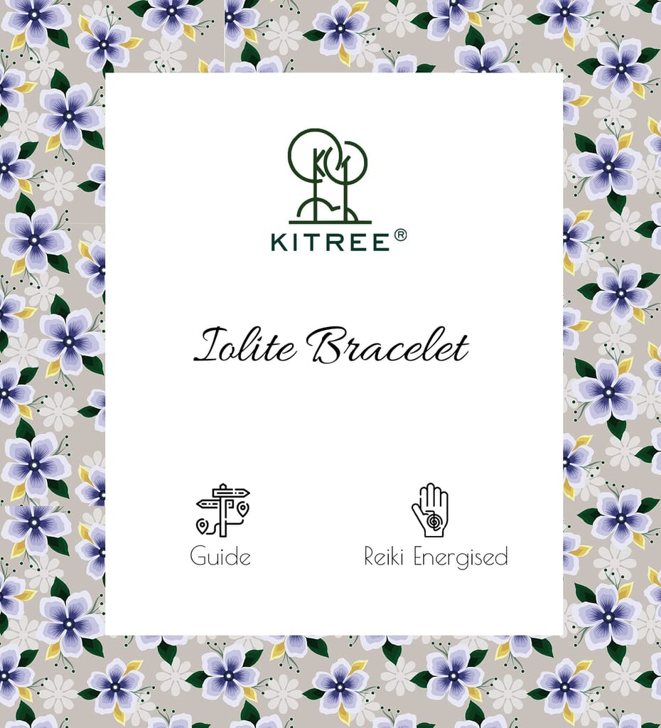 KITREE ENERGISED NATURAL IOLITE CRYSTAL BRACELET 8MM ROUND FOR UNISEX (COLOR VOILET)