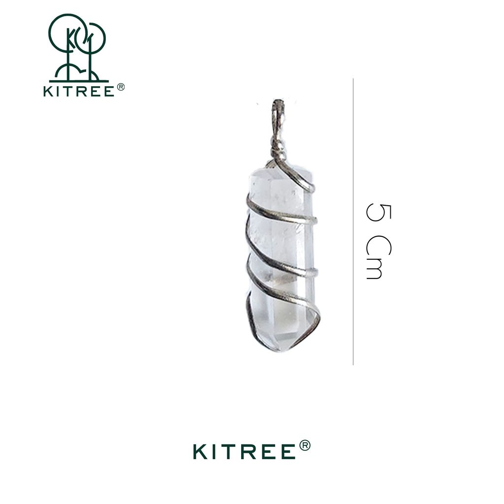 KITREE NATURAL CLEAR QUARTZ CRYSTAL PENCIL PENDENT WITH CHAIN FOR UNISEX 5 CM APPROX. (COLOR WHITE)