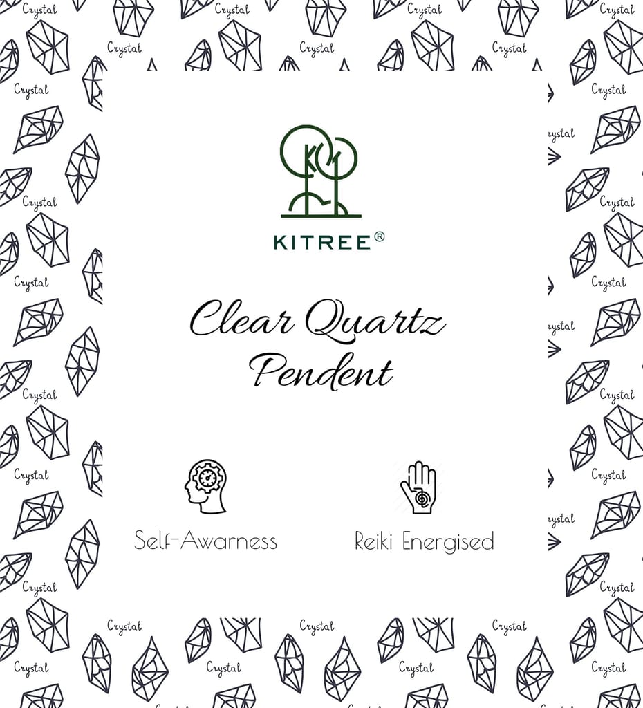 KITREE NATURAL CLEAR QUARTZ CRYSTAL PENCIL PENDENT WITH CHAIN FOR UNISEX 5 CM APPROX. (COLOR WHITE)