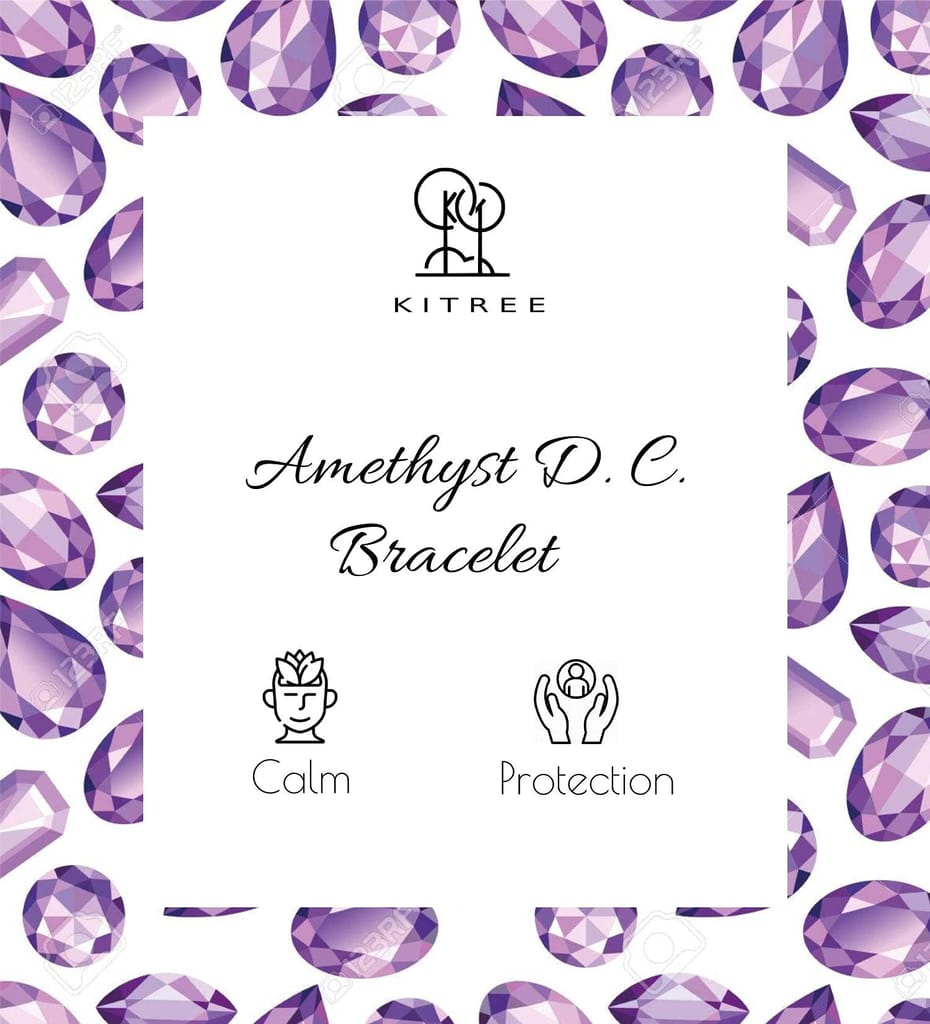 KITREE NATURAL AMETHYST CRYSTAL BRACELET 8MM ROUND SHAPE FOR UNISEX (COLOR PURPLE)