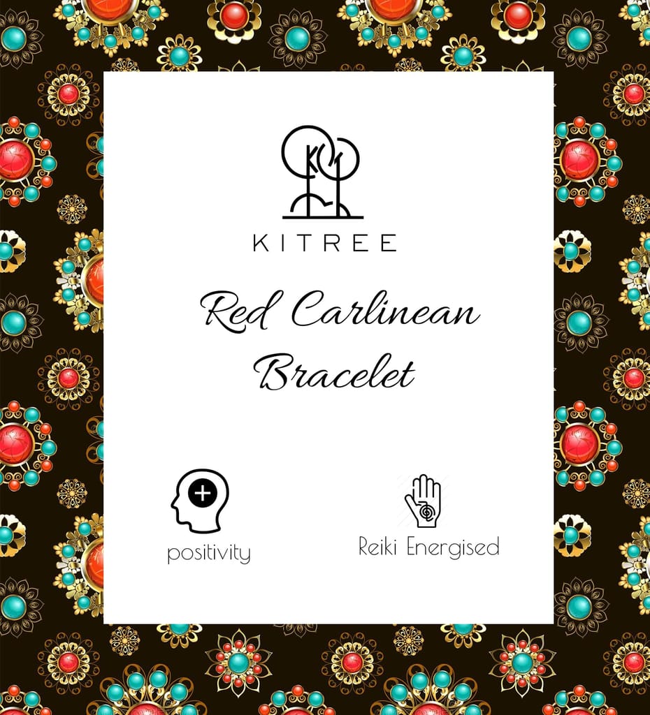 KITREE ENERGISED NATURAL RED CARNELIAN CRYSTAL REIKI HEALING FENG -SHUI STYLISH BRACELET 8MM ROUND FOR MENS AND WOMEN (COLOR RED)