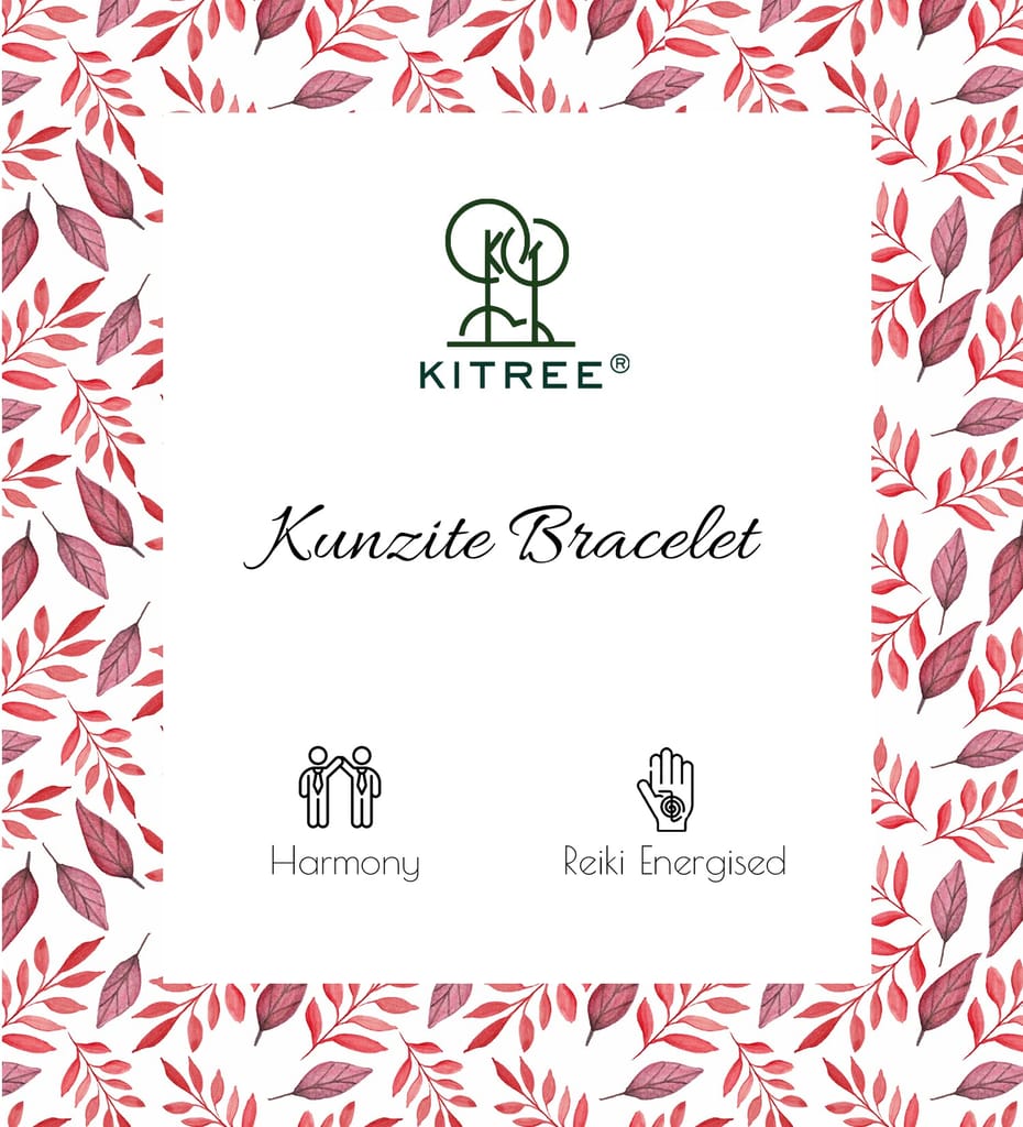 KITREE NAUTRAL KUNZITE CRYSTAL BRACELET 8MM ROUND FOR UNISEX (COLOR PINK)