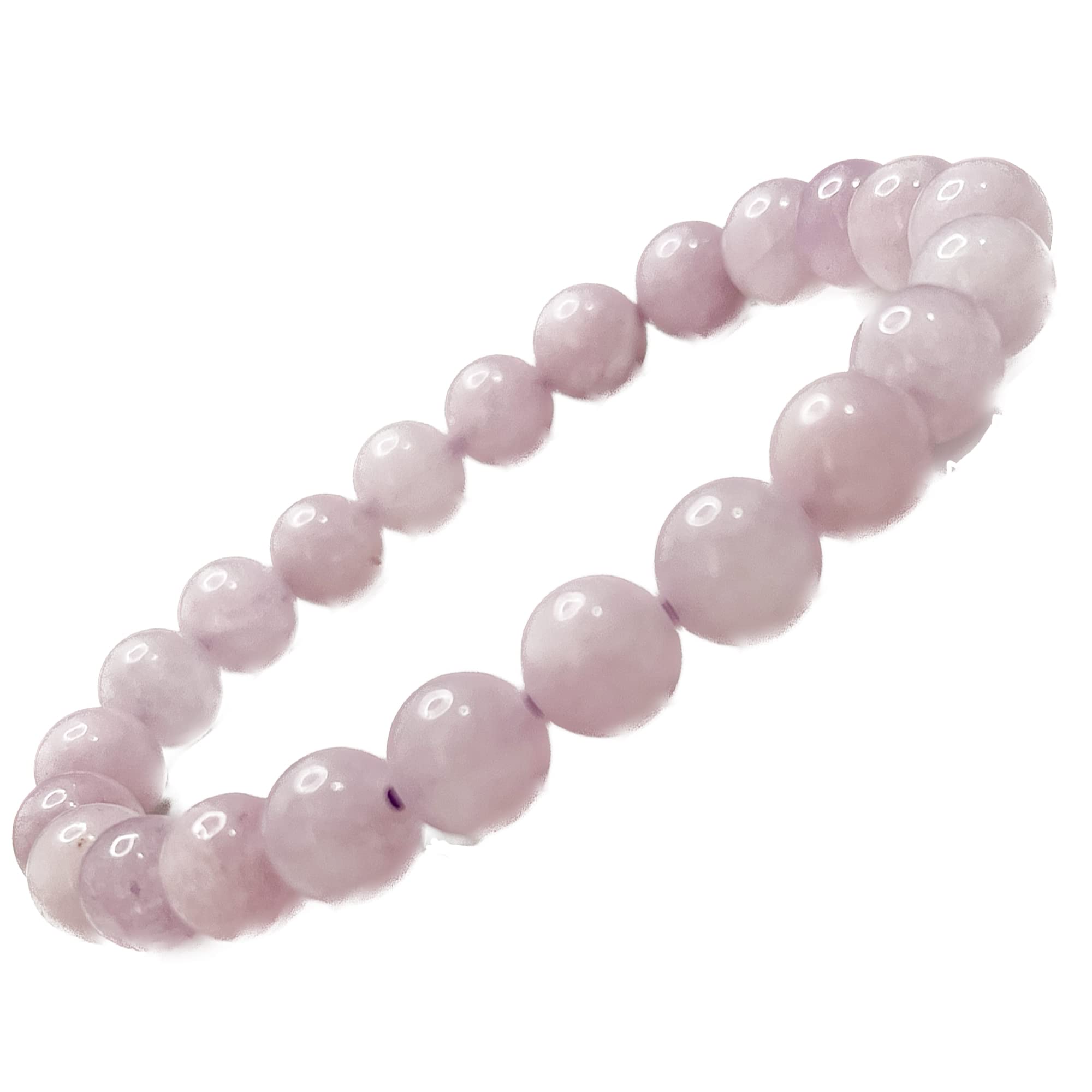 KITREE NAUTRAL KUNZITE CRYSTAL BRACELET 8MM ROUND FOR UNISEX (COLOR PINK)