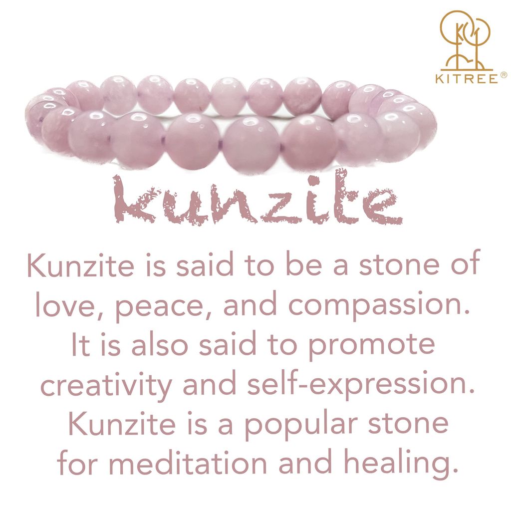 KITREE NAUTRAL KUNZITE CRYSTAL BRACELET 8MM ROUND FOR UNISEX (COLOR PINK)