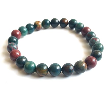 KITREE NATURAL BLOODSTONE CRYSTAL REIKI HEALING FENG -SHUI BRACELET 8MM ROUND FOR MENS AND WOMENS (COLOR MULTI)