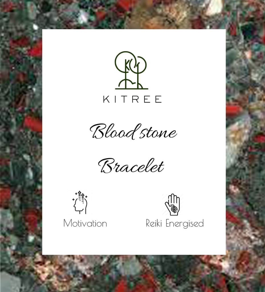 KITREE NATURAL BLOODSTONE CRYSTAL REIKI HEALING FENG -SHUI BRACELET 8MM ROUND FOR MENS AND WOMENS (COLOR MULTI)