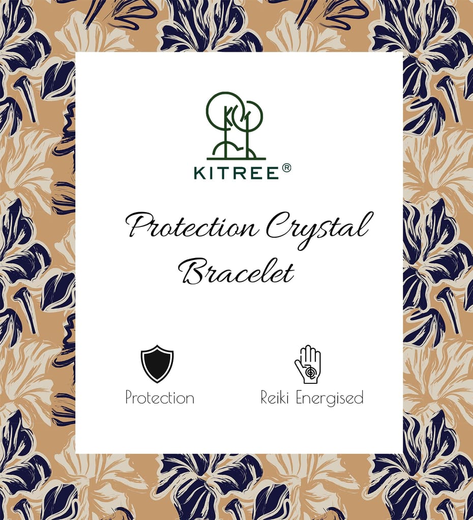 KITREE PROTECTION CRYSTAL BRACELET 8MM ROUND WITH BUDDHA CHARMS FOR UNISEX (STONE - TIGER'S EYE, BLACK TOURMALINE, HEMATITE) (MULTI COLOR)