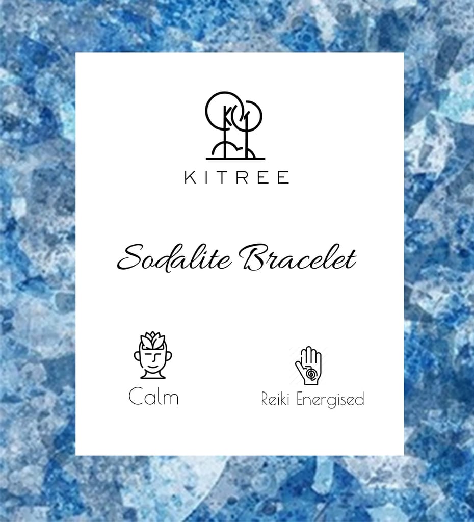 KITREE NATURAL SODALITE CRYSTAL REIKI HEALING FENG -SHUI BRACELET 8MM ROUND FOR MENS AND WOMENS (COLOR BLUE)