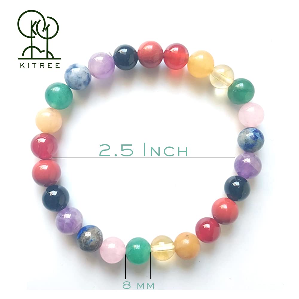 KITREE NATURAL MULTI CRYSTAL BRACELET ROUND SHAPE 8MM FOR UNISEX