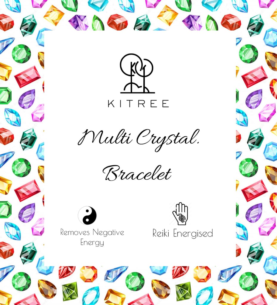 KITREE NATURAL MULTI CRYSTAL BRACELET ROUND SHAPE 8MM FOR UNISEX