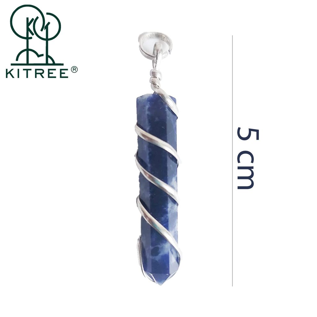NATURAL LAPIS LAZULI CRYSTAL PENCIL PENDENT WITH CHAIN FOR UNISEX 5 CM APPROX. (COLOR BLUE)