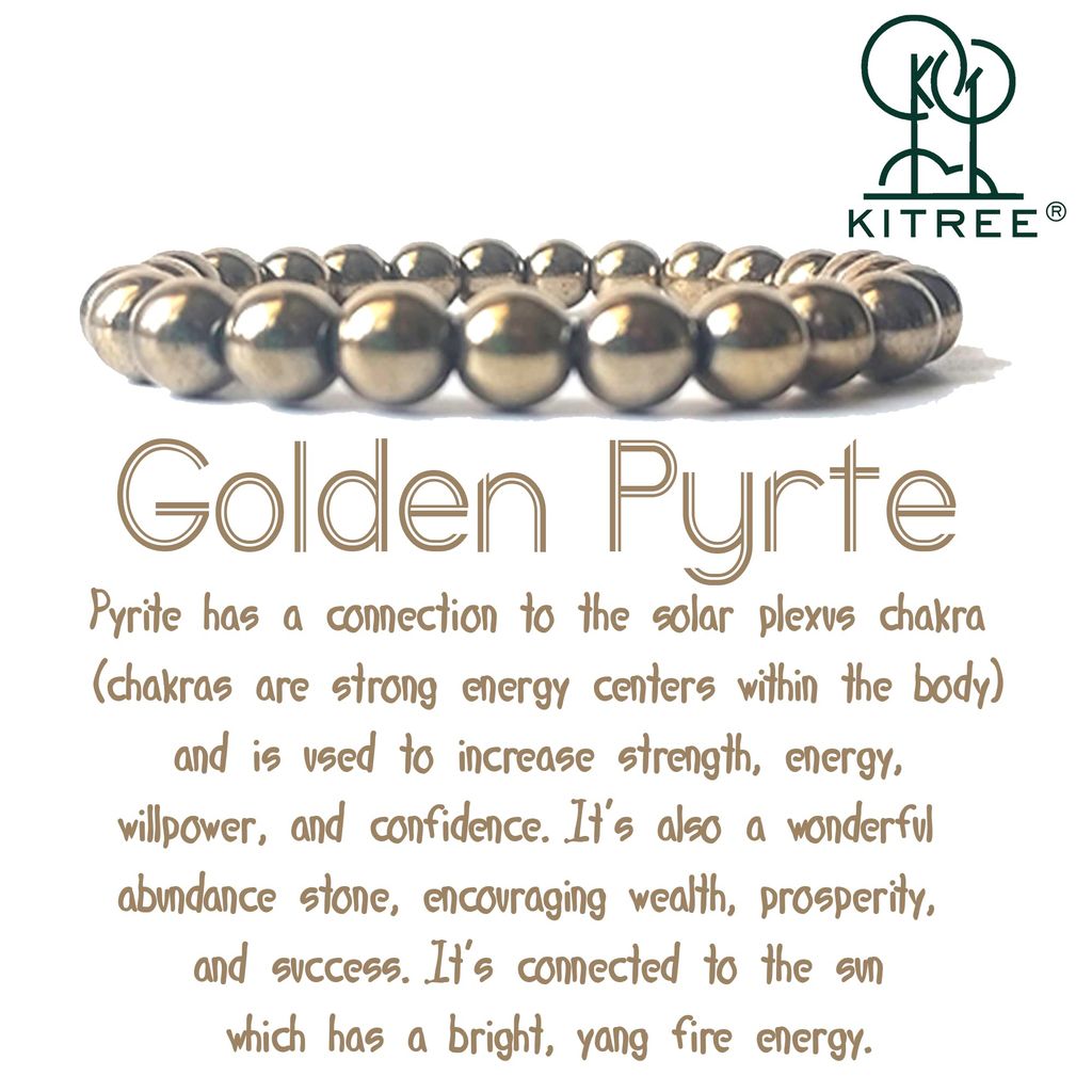 KITREE ENERGISED NATURAL GOLDEN PYRITE CRYSTAL BRACELET FOR MENS AND WOMENS (COLOR DARK GOLDEN)