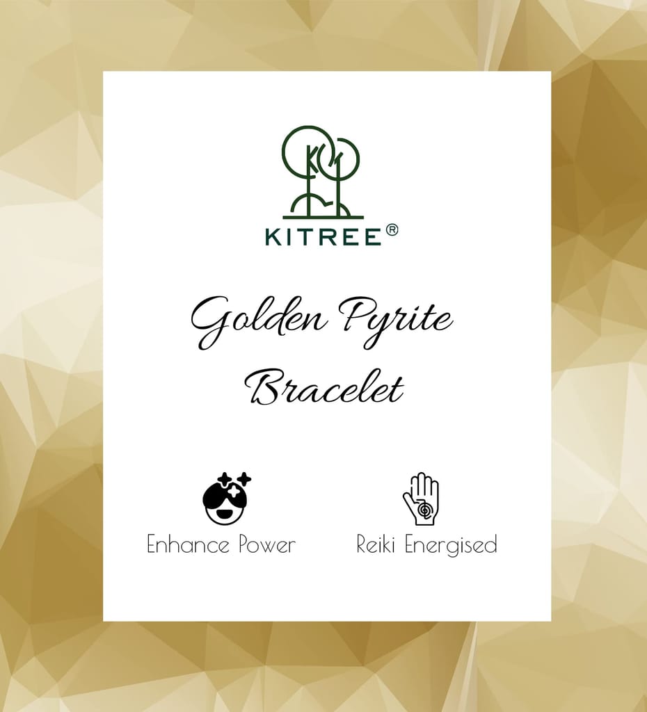 KITREE ENERGISED NATURAL GOLDEN PYRITE CRYSTAL BRACELET FOR MENS AND WOMENS (COLOR DARK GOLDEN)