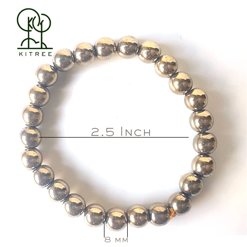 KITREE ENERGISED NATURAL GOLDEN PYRITE CRYSTAL BRACELET FOR MENS AND WOMENS (COLOR DARK GOLDEN)