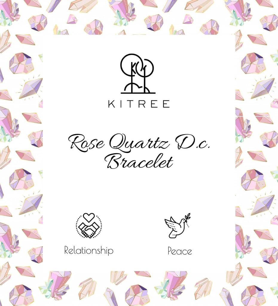 KITREE NATURAL ROSE QUARTZ CRYSTAL BRACELET 8MM ROUND FOR UNISEX (COLOR PINK)