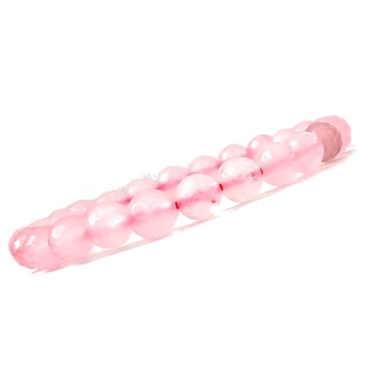 KITREE NATURAL ROSE QUARTZ CRYSTAL BRACELET 8MM ROUND FOR UNISEX (COLOR PINK)