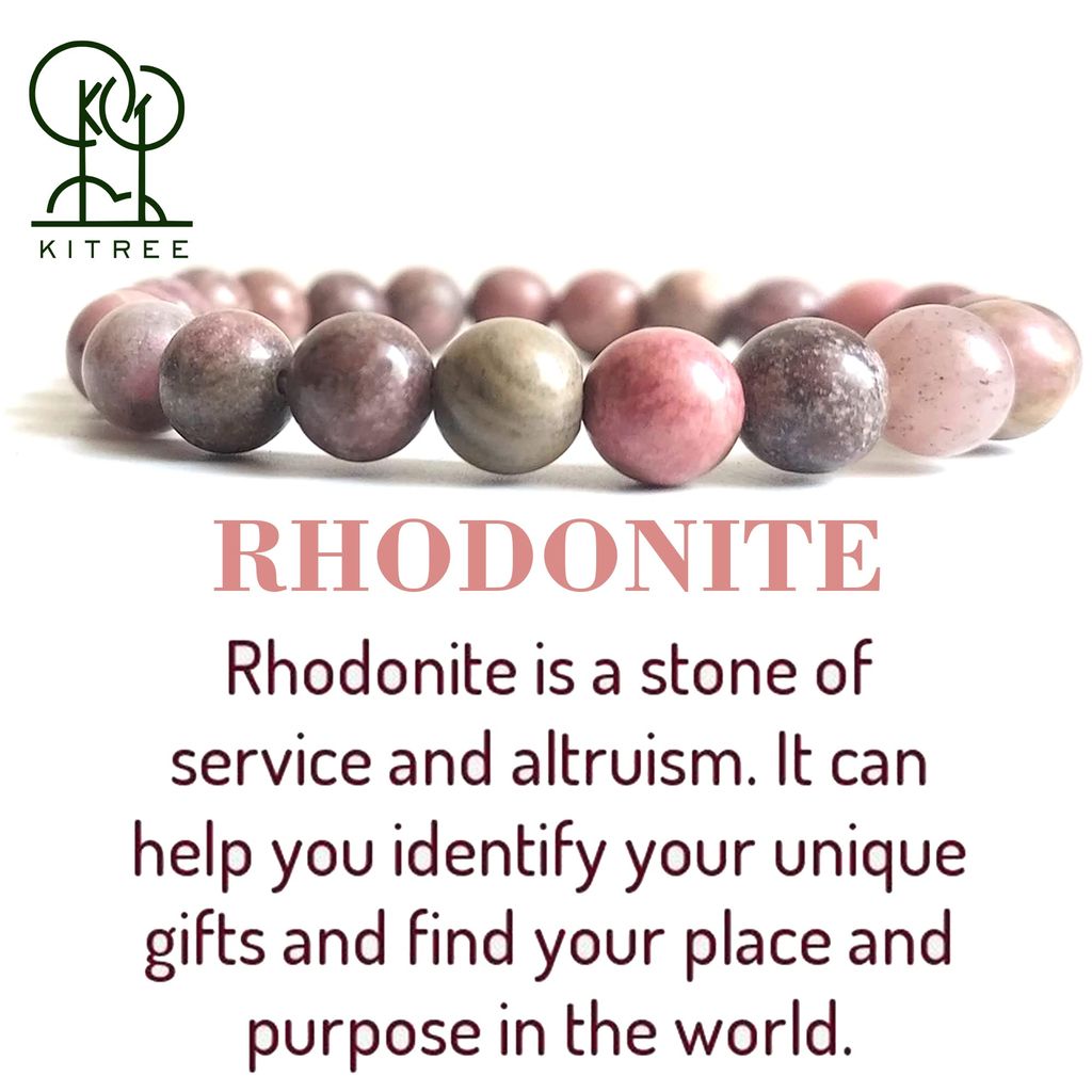 KITREE RHODONITE CRYSTAL BRACELET 8MM ROUND FOR UNISEX (MULTI COLOR)