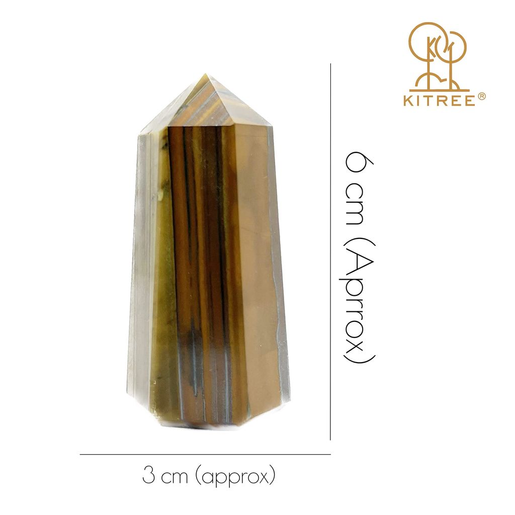 KITREE Natural Tiger's Eye Crystals Wands Obelisk Tower. (Brown)