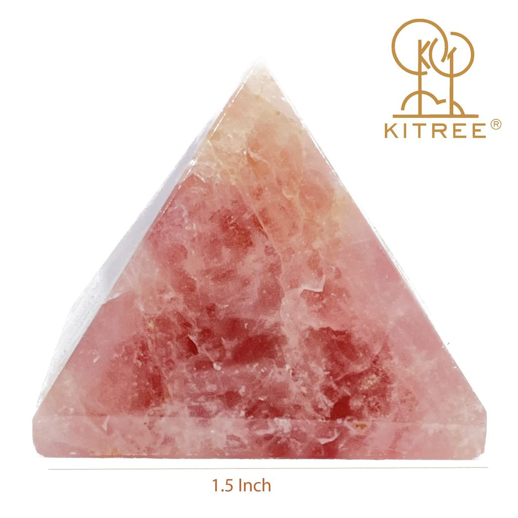 KITREE Natural Rose Quartz Crystal Pyramid for FENG Shui and Crystal Healing (Pink)