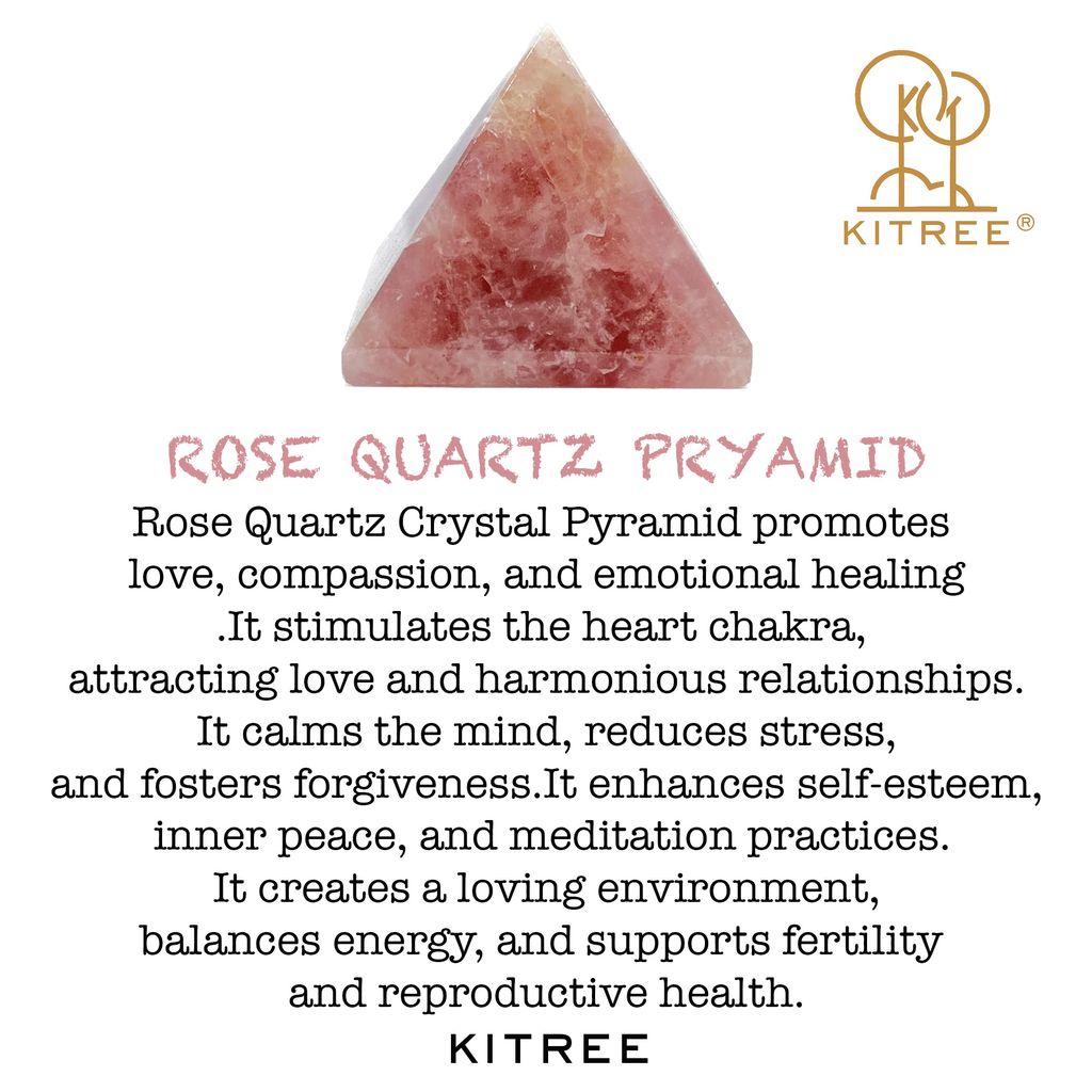 KITREE Natural Rose Quartz Crystal Pyramid for FENG Shui and Crystal Healing (Pink)
