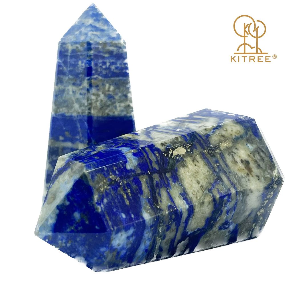 KITREE Energised Natural Lapis Lazuli Crystals Wands Obelisk Tower. (BLUE)
