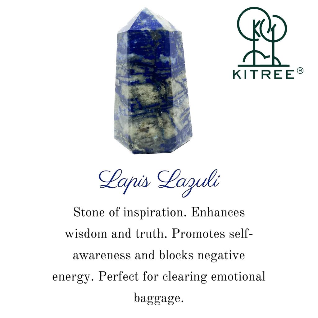 KITREE Energised Natural Lapis Lazuli Crystals Wands Obelisk Tower. (BLUE)