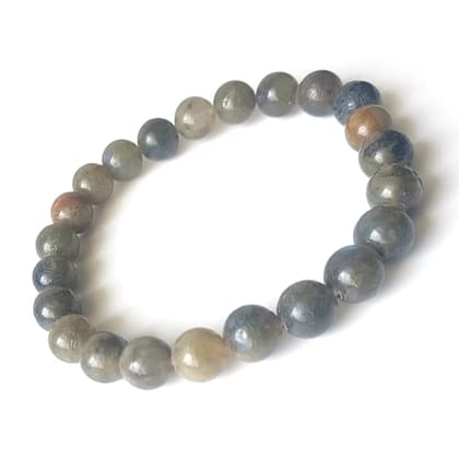 KITREE NATURAL LABRADORITE CRYSTAL BRACELET 8MM ROUND FOR MENS AND WOMENS (COLOR GREY)