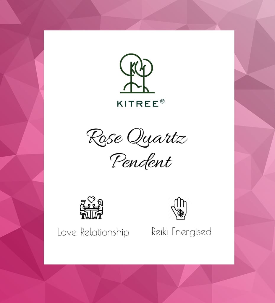 KITREE NATURAL ROSE QUARTZ CRYSTAL PENCIL PENDENT WITH CHAIN FOR UNISEX 5 CM APPROX. (COLOR PINK)