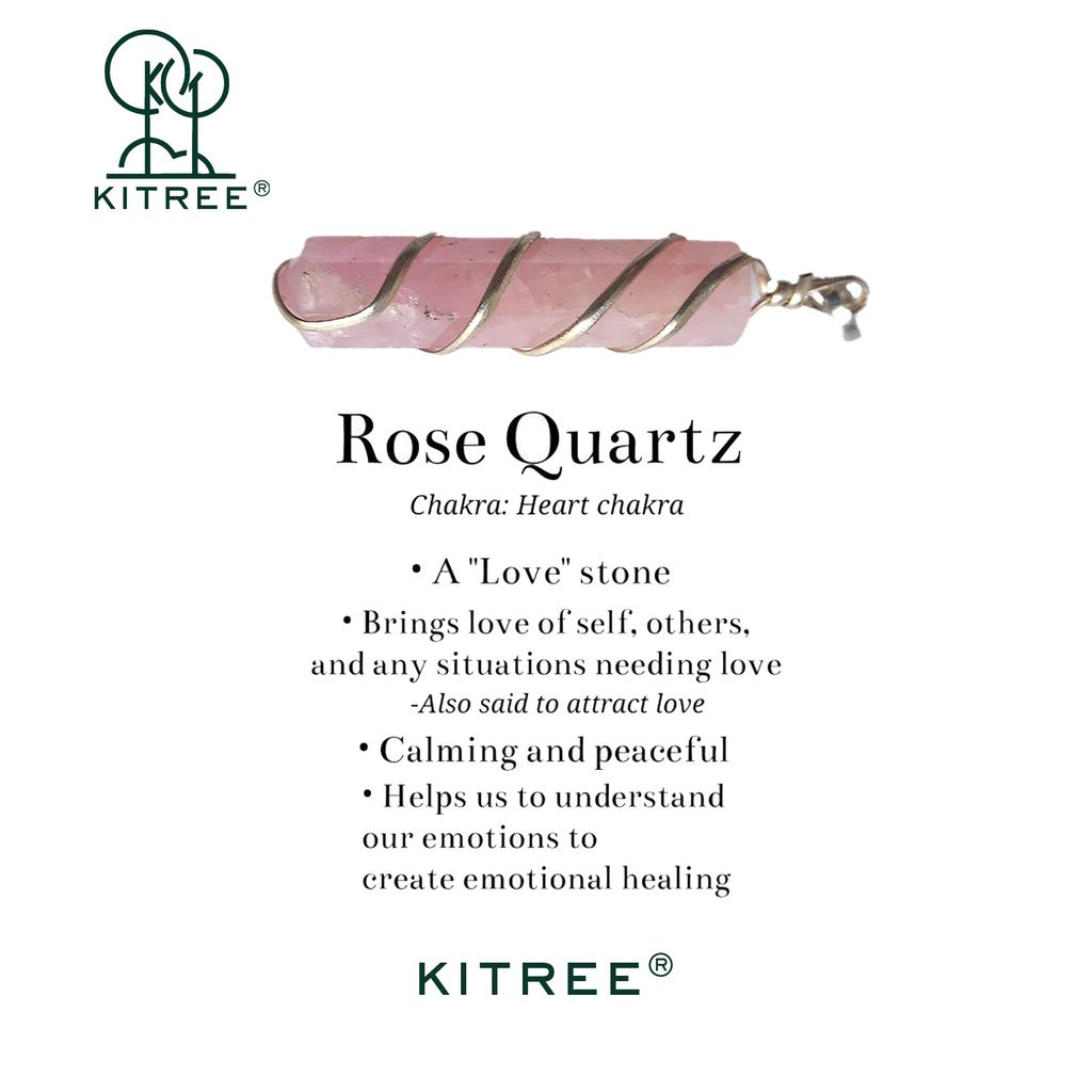 KITREE NATURAL ROSE QUARTZ CRYSTAL PENCIL PENDENT WITH CHAIN FOR UNISEX 5 CM APPROX. (COLOR PINK)
