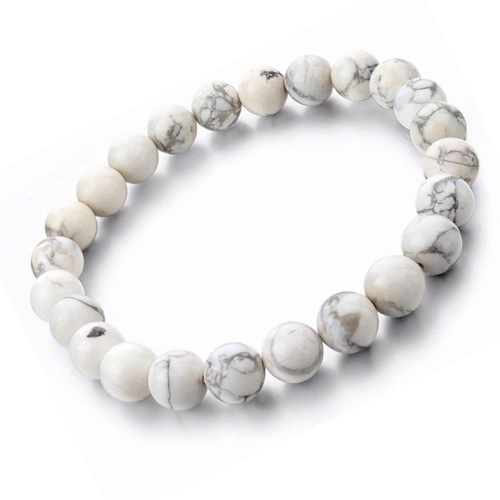 White Stone Beaded Crystal Bracelet | Calming Howlite + Stone of Choic –  Crystalline Dream