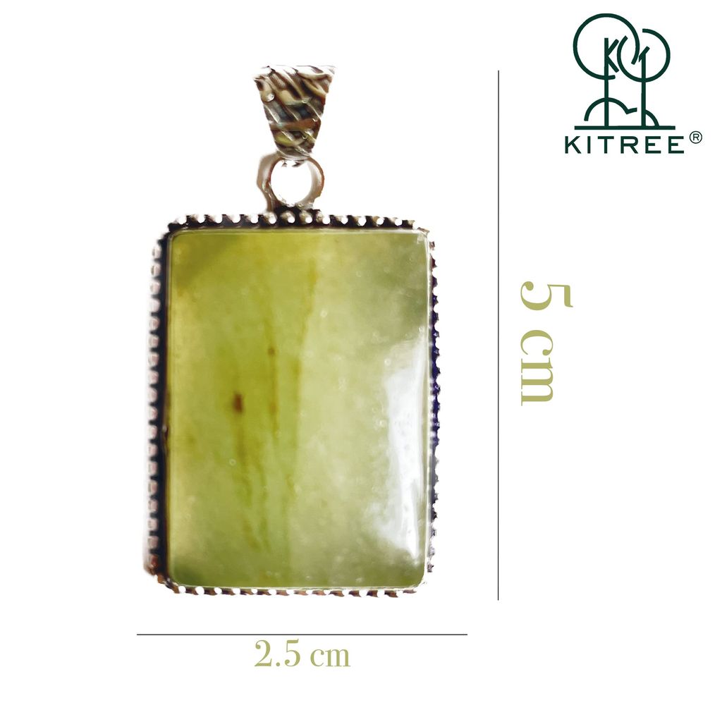 KITREE NATURAL GREEN AVENTURINE CRYSTAL PENCIL PENDENT WITH CHAIN FOR UNISEX 5 CM APPROX. (COLOR LIGHT GREEN)