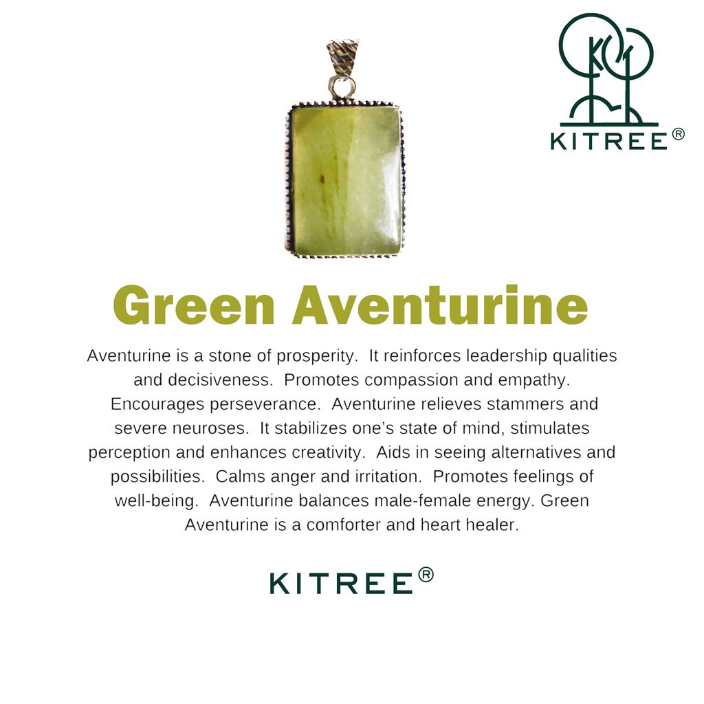 KITREE NATURAL GREEN AVENTURINE CRYSTAL PENCIL PENDENT WITH CHAIN FOR UNISEX 5 CM APPROX. (COLOR LIGHT GREEN)